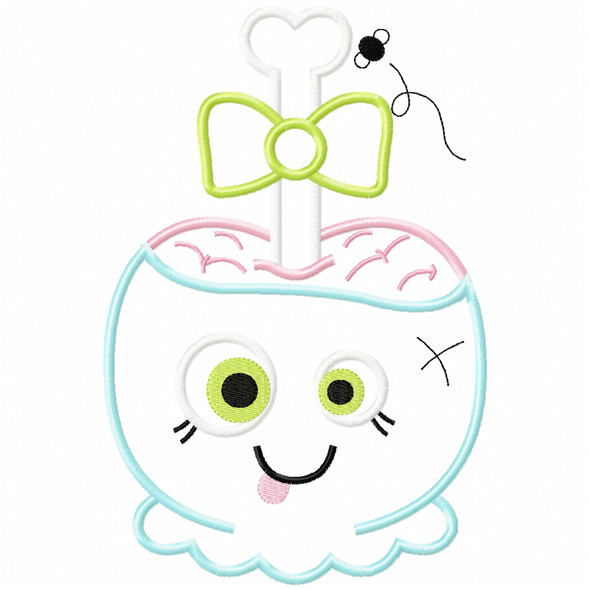 Girly Zombie Candy Apple Satin and Zigzag Applique Machine Embroidery Design