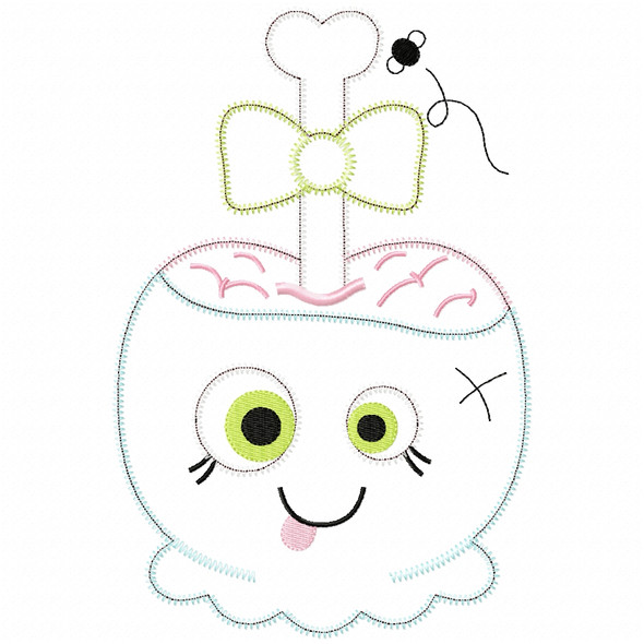 Girly Zombie Candy Apple Satin and Zigzag Applique Embroidery Design
