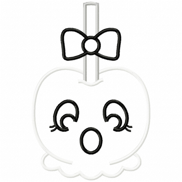 Girly Ghost Candy Apple Satin and Zigzag Applique Machine Embroidery Design