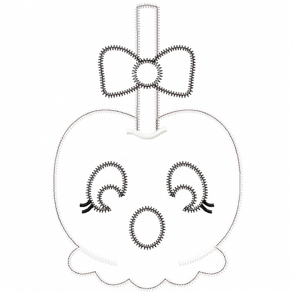 Girly Ghost Candy Apple Satin and Zigzag Applique Embroidery Design