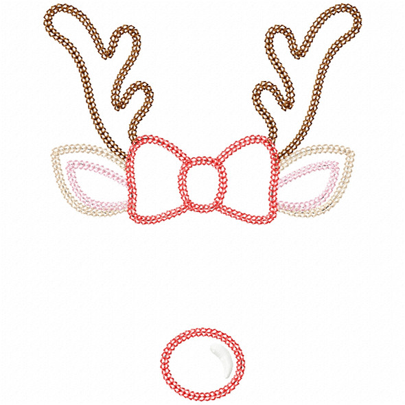 Girly Reindeer Name Vintage and Chain Applique Embroidery Design