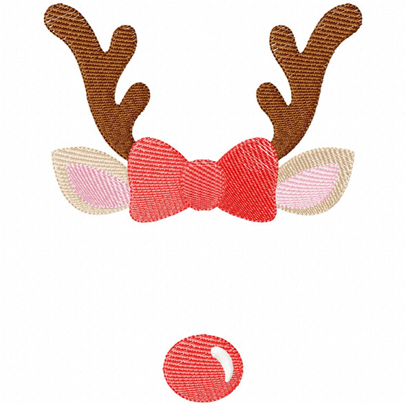 Girly Reindeer Name Sketch Fill Applique Embroidery Design