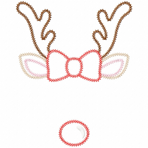 Girly Reindeer Name Vintage and Chain Applique Embroidery Design