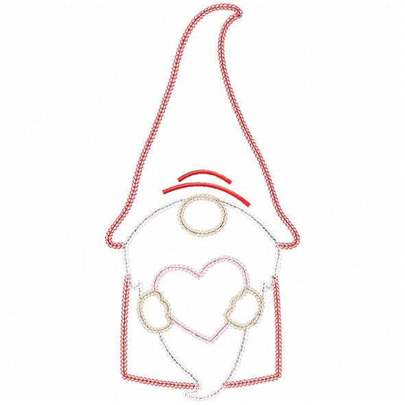 Gnome and Heart Vintage and Chain Stitch Embroidery Design