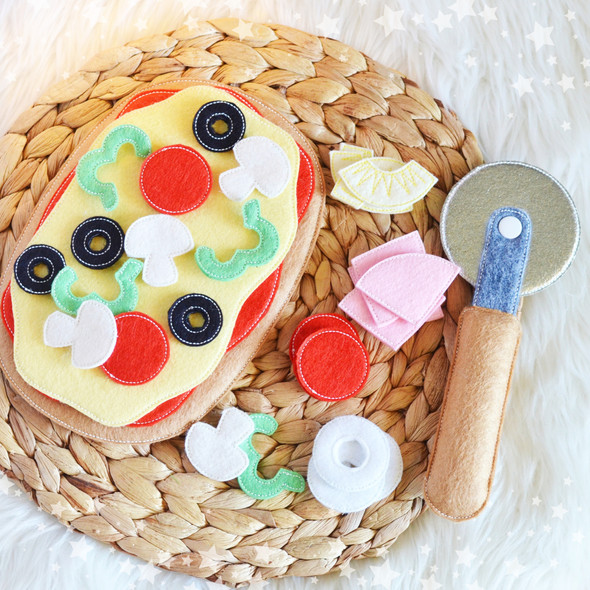 In the Hoop Felt Pizza Set Design For Machine Embroidery