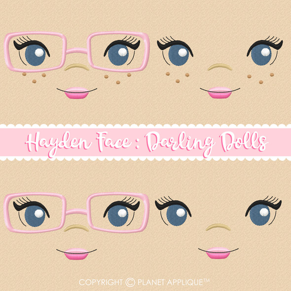 Hayden Face Styles For Darling Dolls Machine Embroidery Design
