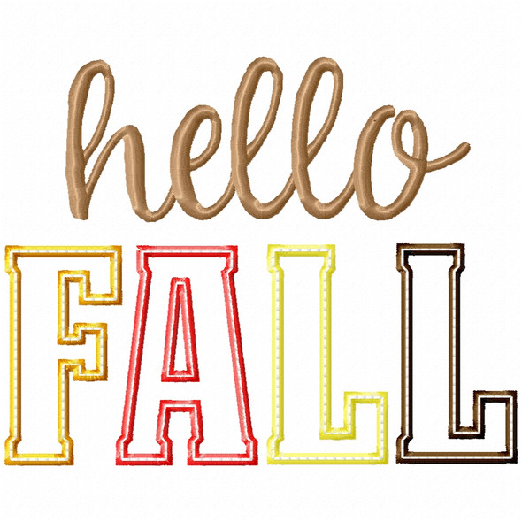 Hello Fall Satin and Zigzag Applique Machine Embroidery Design