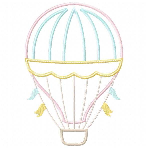 Hot Air Balloon 2 Satin and ZigZag Stitch Machine Embroidery Design