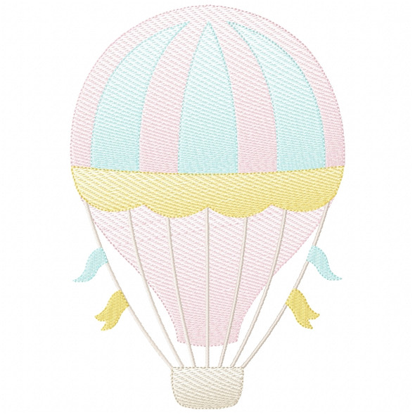 Hot Air Balloon 2 Sketch Filled Stitch Machine Embroidery Design