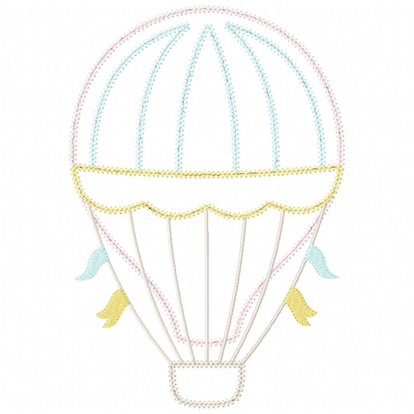 Hot Air Balloon 2 Vintage and Chain Stitch Machine Embroidery Design