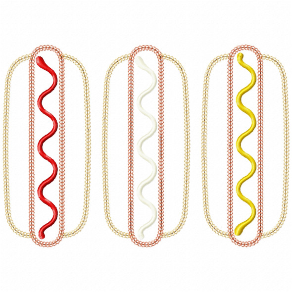 Hot Dogs Vintage and Chain Applique Embroidery Design