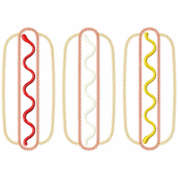 Hot Dogs Vintage and Chain Applique Machine Embroidery Design