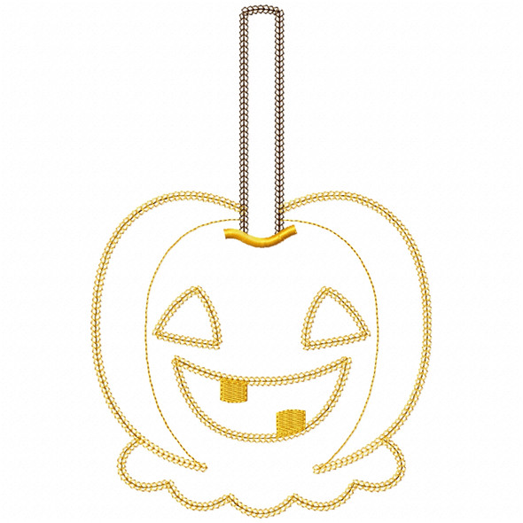 Jack O Lantern Candy Apple Vintage and Chain Applique Embroidery Design