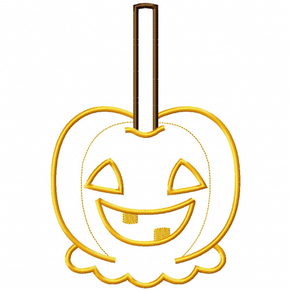 Jack O Lantern Candy Apple Satin and Zigzag Applique Machine Embroidery Design