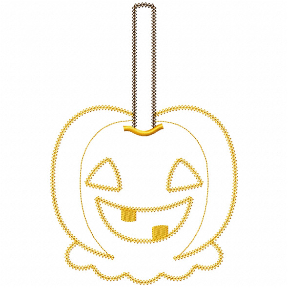 Jack O Lantern Candy Apple Vintage and Chain Applique Machine Embroidery Design