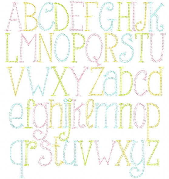 JUNIPER SCRIBBLE FONT Embroidery Design Alphabet