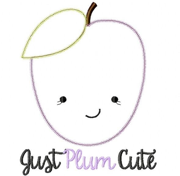 Just Plum Cute Satin and Zigzag Stitch Applique Embroidery Design