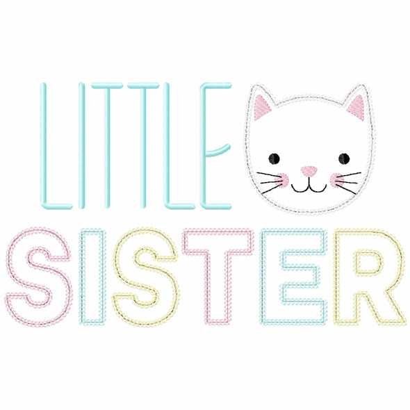 Little Sister Vintage and Chain Applique Embroidery Design