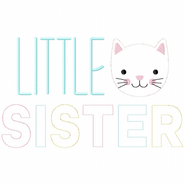 Little Sister Simple Stitch and Sketch Fill Applique Embroidery Design