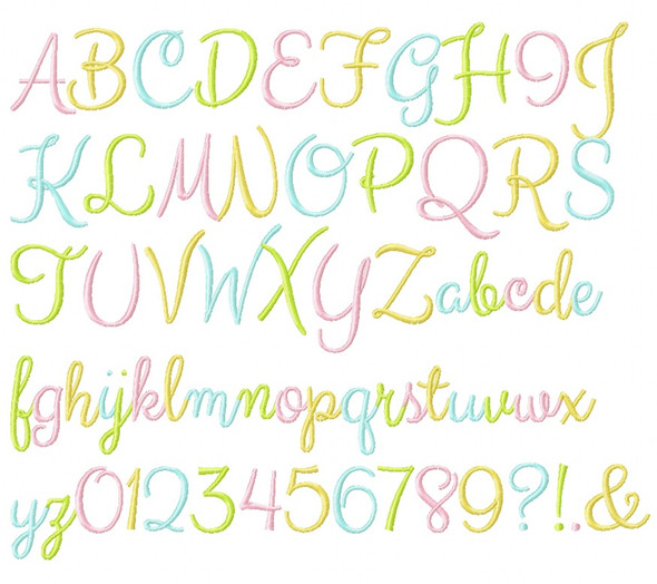 Laila Embroidery Font Design Alphabet