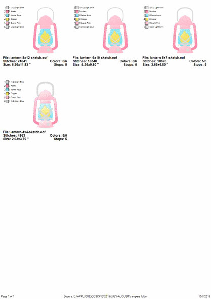 Lantern Sketch Applique Embroidery Design