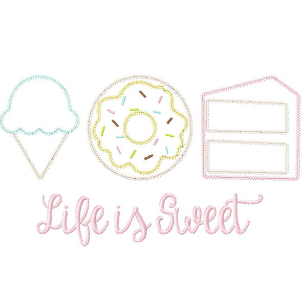 Life is Sweet Vintage and Chain Stitch Applique Machine Embroidery Design