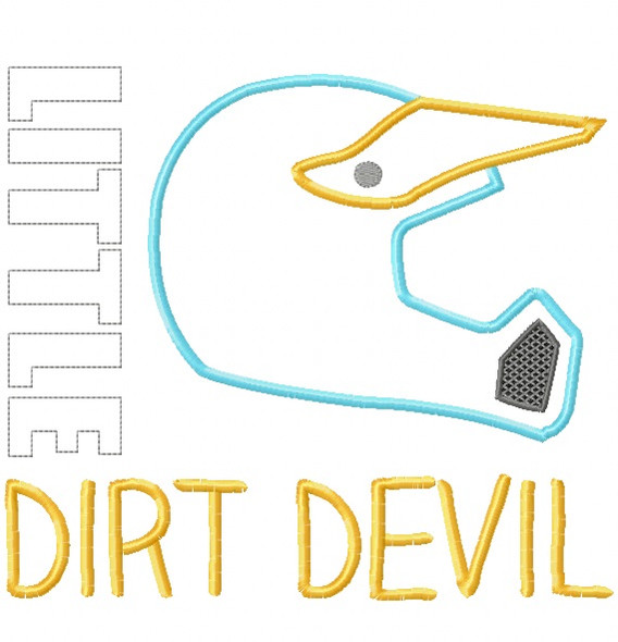 Little Dirt Devil Satin and Zigzag Stitch Applique Machine Embroidery Design