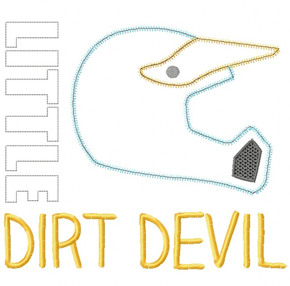 Little Dirt Devil Satin and Zigzag Stitch Applique Embroidery Design