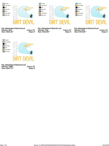 Little Dirt Devil Sketch Embroidery Design