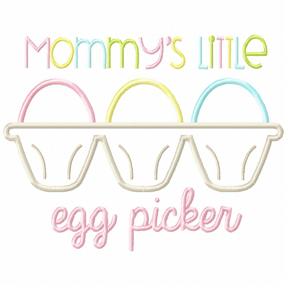 Little Egg Picker Satin and Zig Zag Machine Embroidery Design