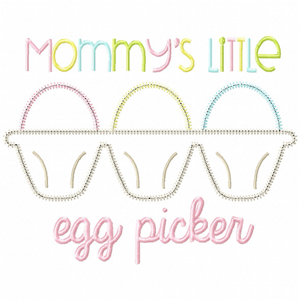 Little Egg Picker Satin and Zig Zag Embroidery Design