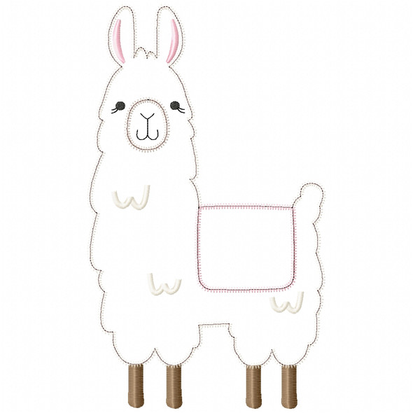 llama 2 Satin and Zig Zag Embroidery Design
