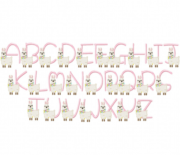 Llama Uppercase Embroidery Font Design