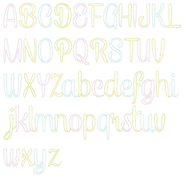 Madeline Open Embroidery Font Design Alphabet