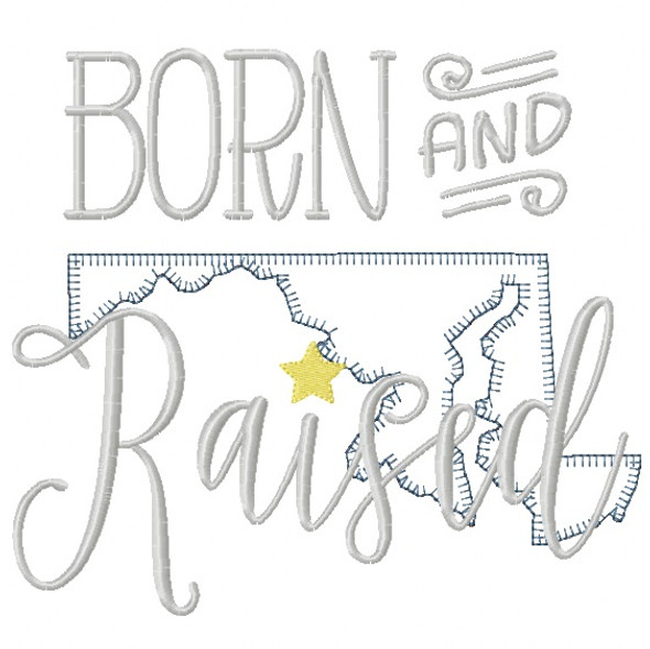 Maryland Born and Raised Vintage and Blanket Stitch Applique