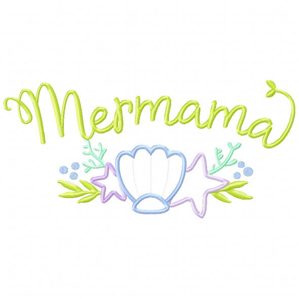 Mer-Mama Satin and Zigzag Applique Machine Embroidery Design