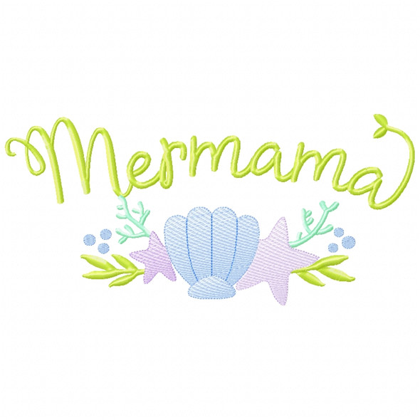 Mer-Mama Sketch Applique Machine Embroidery Design