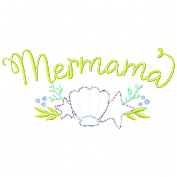 Mer-Mama Satin and Zigzag Applique Embroidery Design