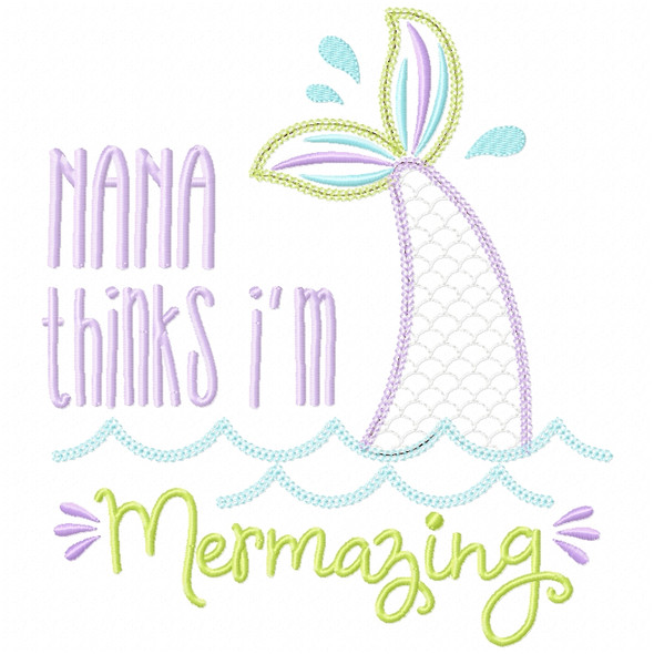 Nana Mermazing Chain and Vintage Applique   Embroidery Design