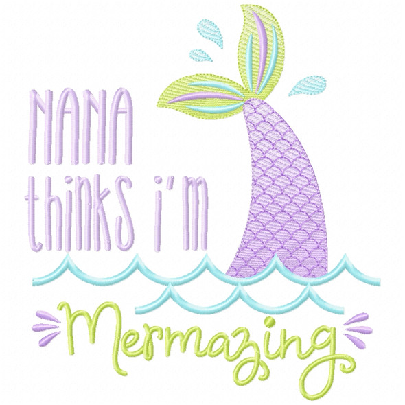 Nana Mermazing Sketch Applique   Embroidery Design