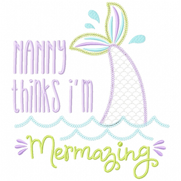 Nanny Mermazing Chain and Vintage Applique   Embroidery Design