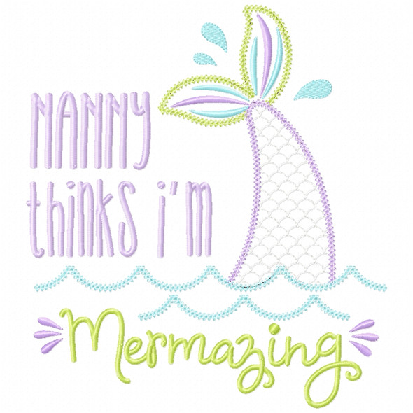 Nanny Mermazing Chain and Vintage Applique   Embroidery Design