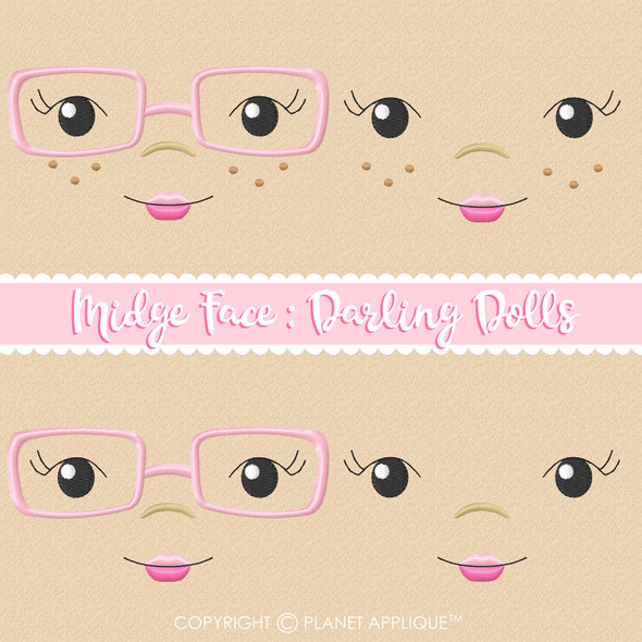 Midge Face Styles For Darling Dolls Machine Embroidery Design