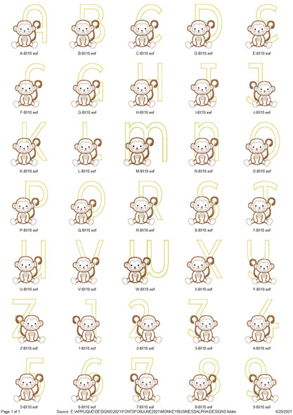 Monkey Business Applique Alphabet Embroidery Design Font