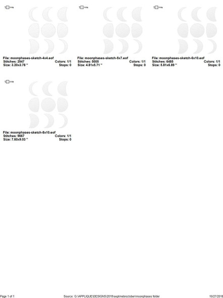 Just a Phase Sketch Applique Embroidery  Design