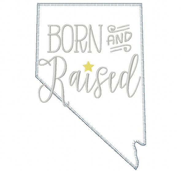 Nevada Born and Raised Vintage and Blanket Stitch Applique