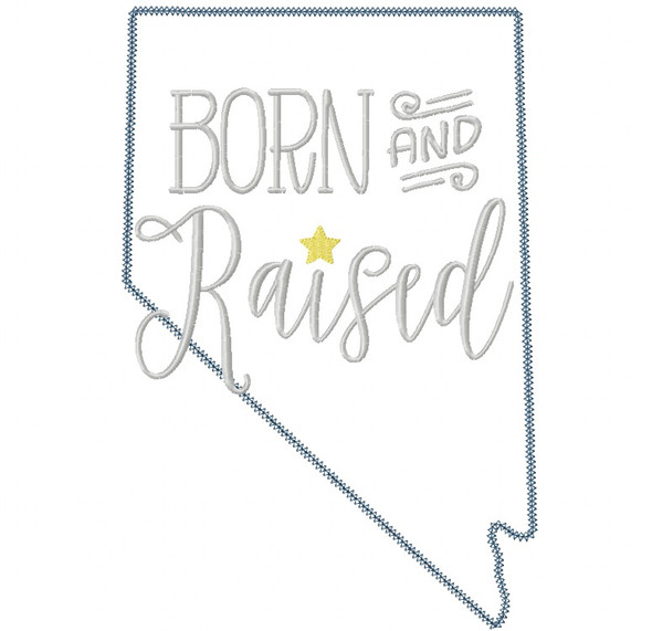Nevada Born and Raised Vintage and Blanket Stitch Applique Machine Embroidery Design