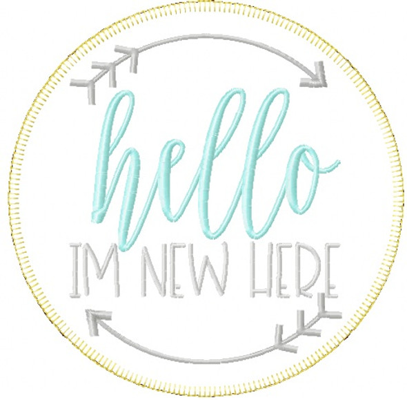 Hello Im New Vintage and Blanket Stitch Applique Embroidery Design