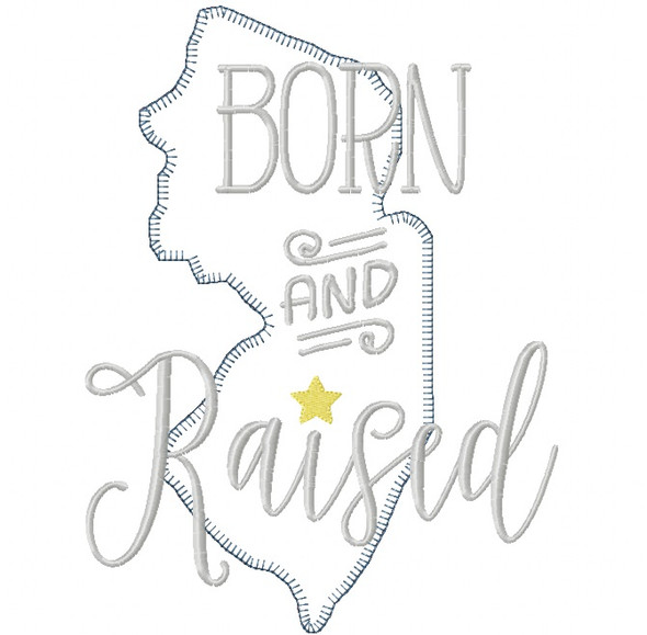 New Jersey Born and Raised Vintage and Blanket Stitch Applique