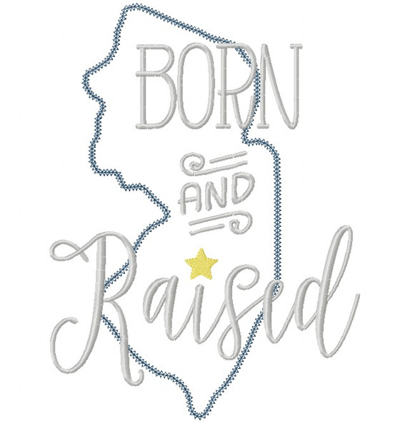 New Jersey Born and Raised Vintage and Blanket Stitch Applique Machine Embroidery Design